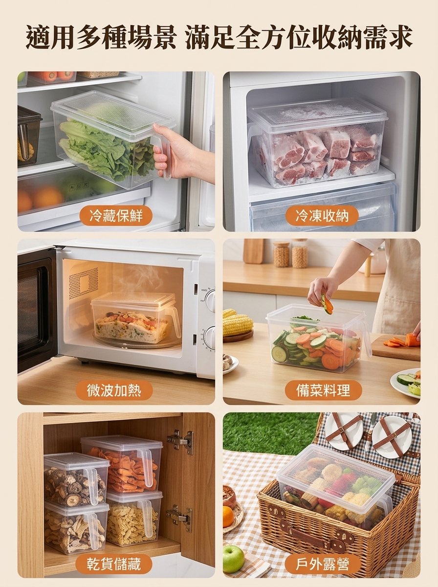 【大容量5L】多功能帶把手冰箱收納盒