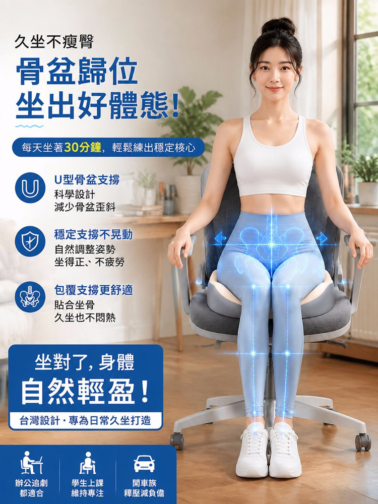 破百公斤不塌陷！【PROMAX 脊醫級】3D貝殼托腰坐墊｜專家推薦久坐救星