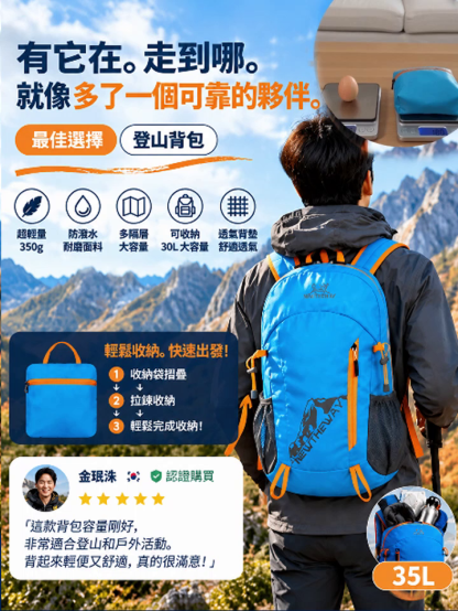 德國可摺疊便攜防水戶外旅行登山包