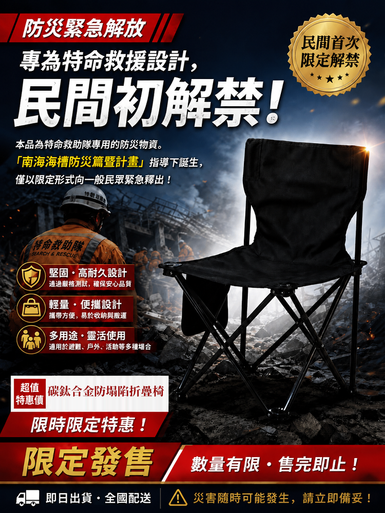 HFH-筑波精工·碳鈦合金防塌陷折疊椅