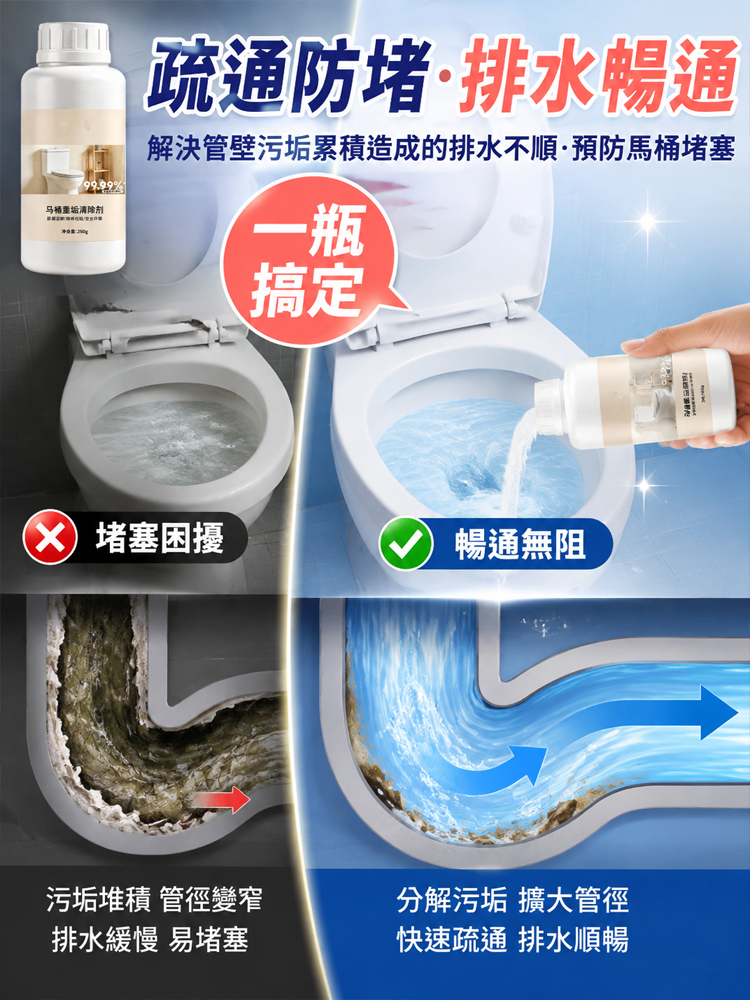 【懶人清潔必備】免刷洗馬桶尿垢除垢劑
