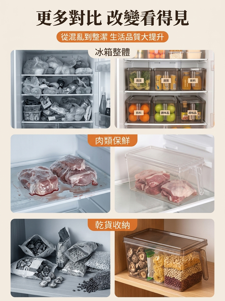 【大容量5L】多功能帶把手冰箱收納盒