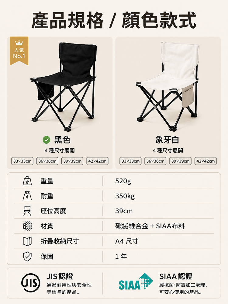 HFH-筑波精工·碳鈦合金防塌陷折疊椅
