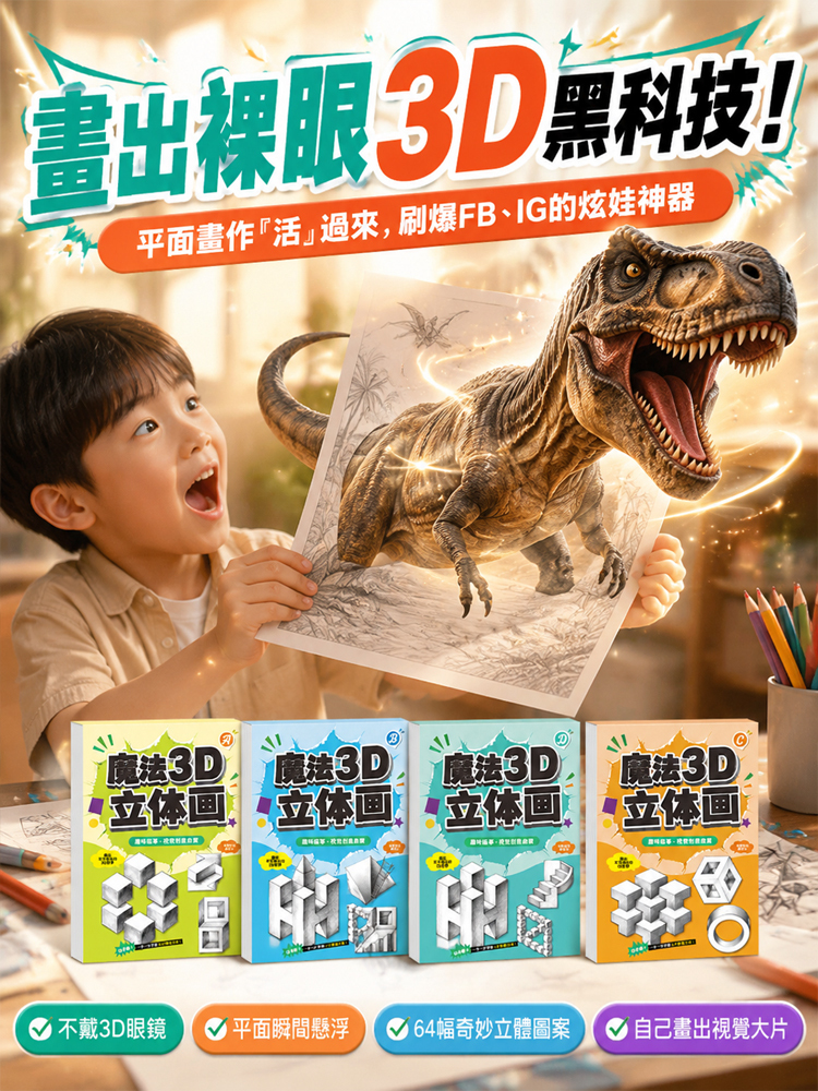 【畫出3D裸眼特效】魔法3D立體畫描摹