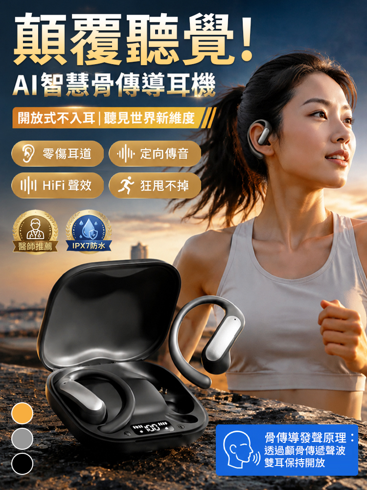 【2026最新款】開放式骨傳導AI智慧耳機