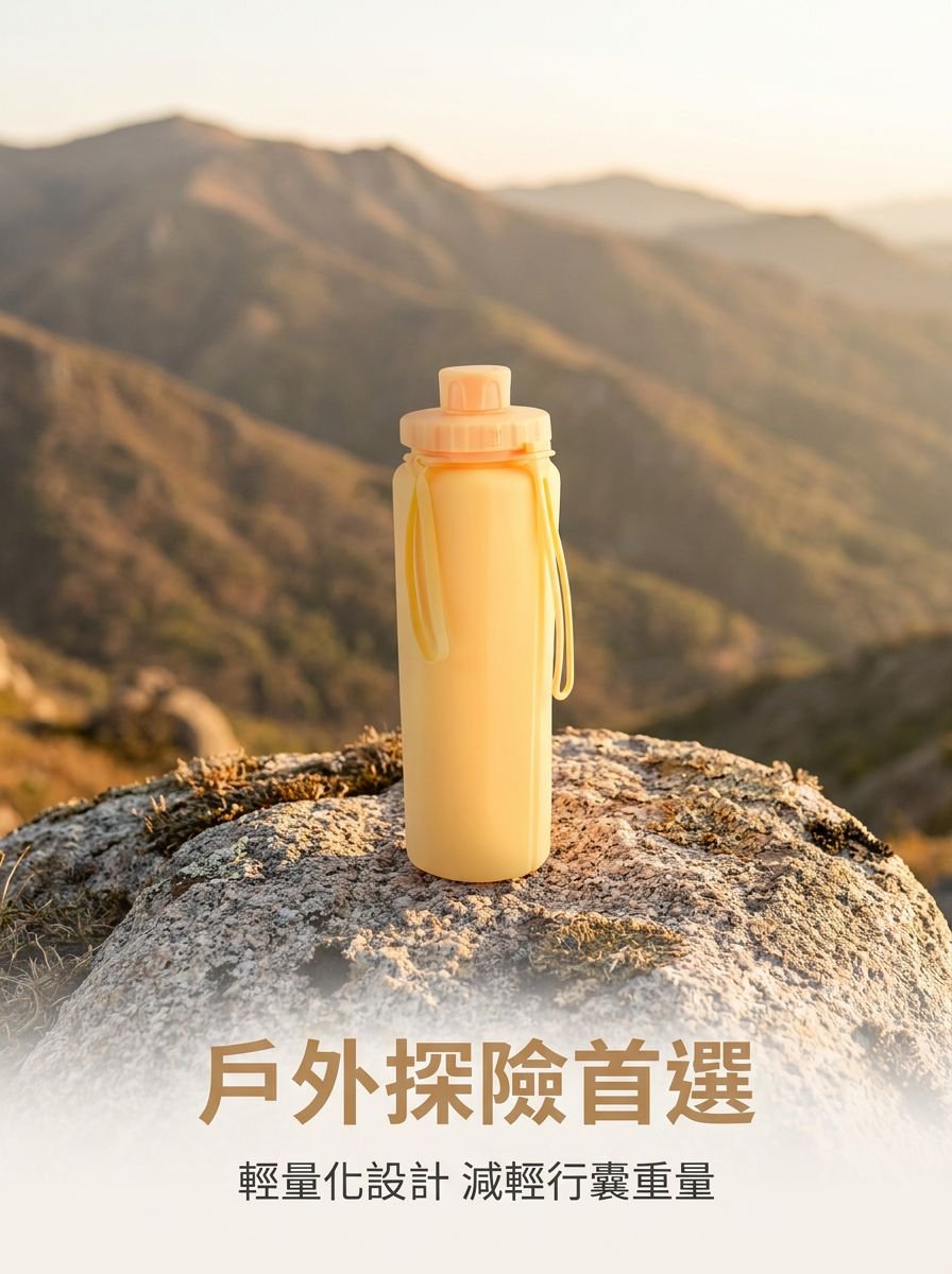 可折疊設計的運動水杯細節特寫