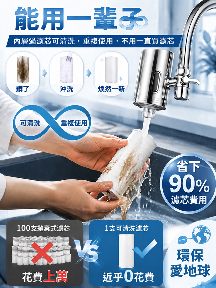 【五星級淨水】304不鏽鋼水龍頭淨水器