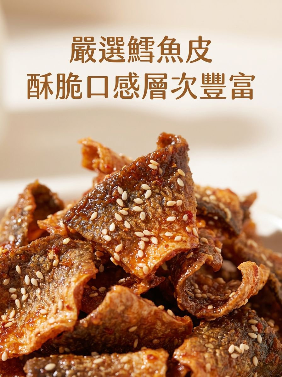 香脆鱈魚皮零食近距離展示
