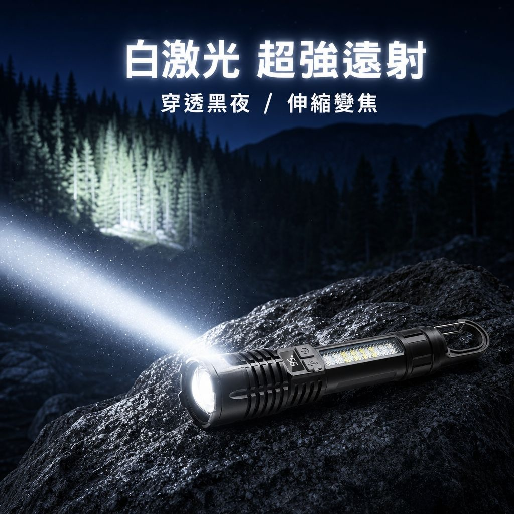 JMY-白激光變焦高亮手電筒