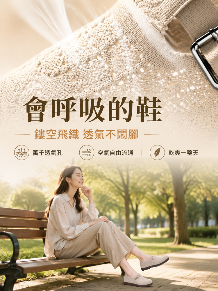 鏤空網面飛織健走鞋