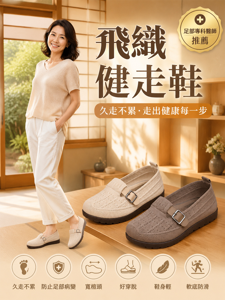 鏤空網面飛織健走鞋