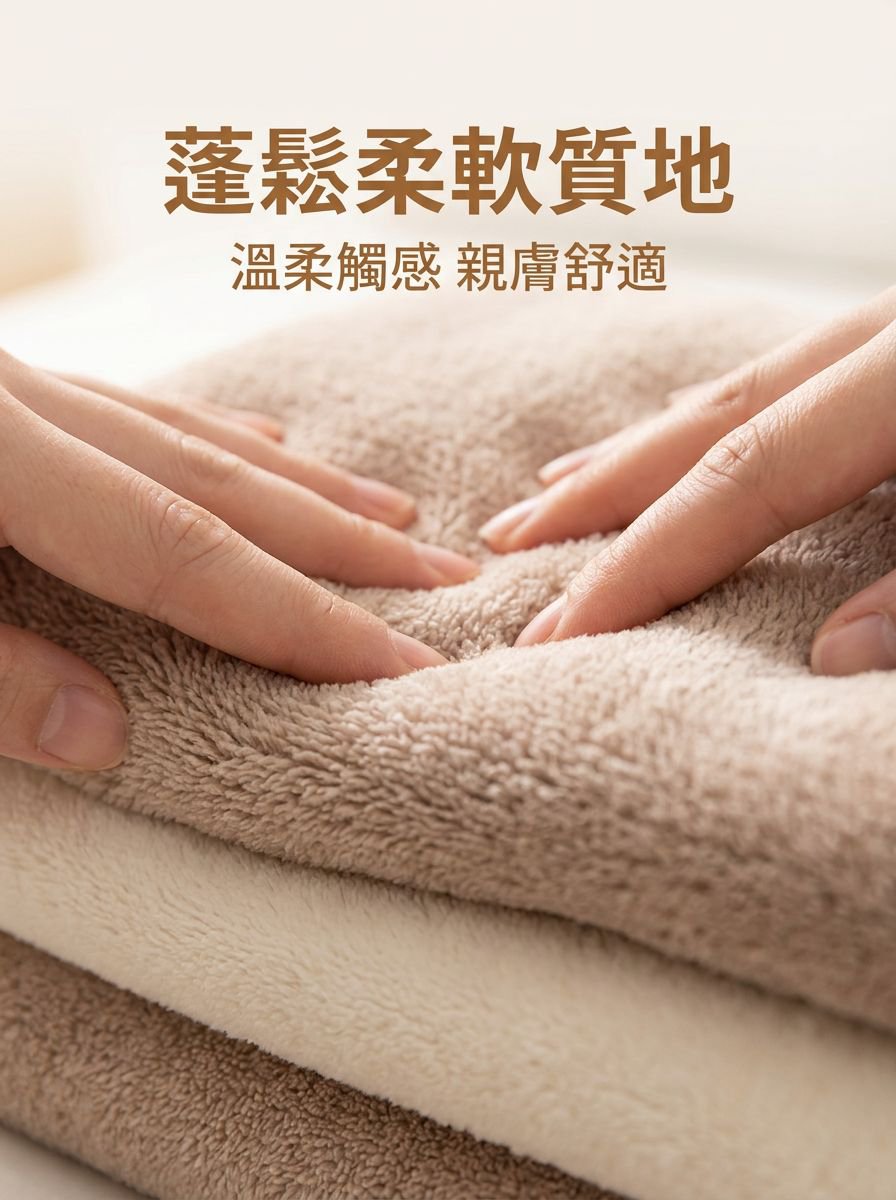 高品質珊瑚絨浴巾細節特寫