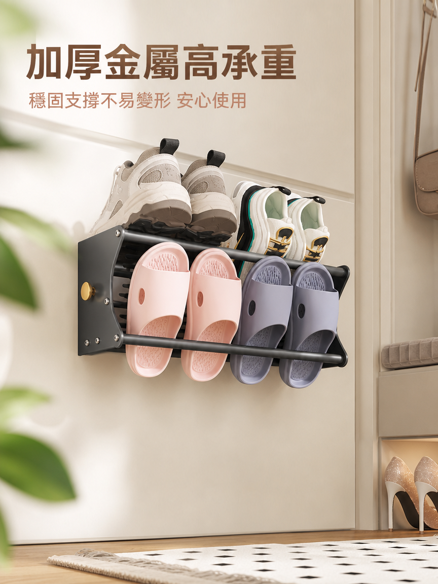 壁掛式拖鞋架收納多雙拖鞋