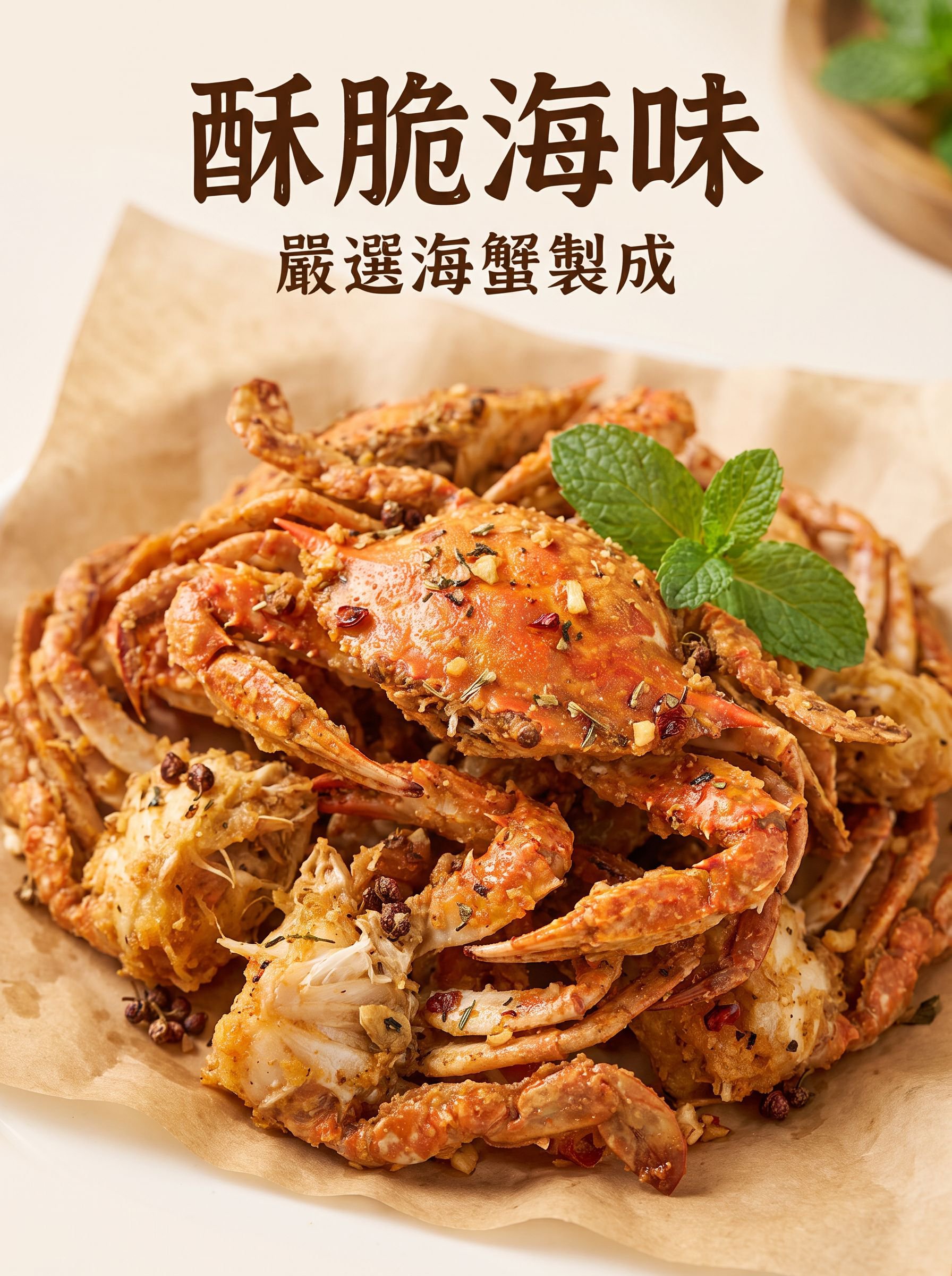 新鮮香辣小海蟹特寫照片