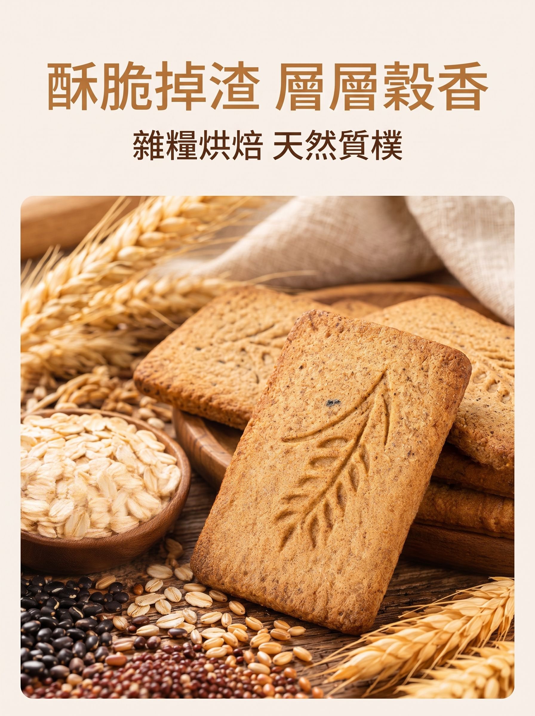 酥脆無糖餅乾細節特寫