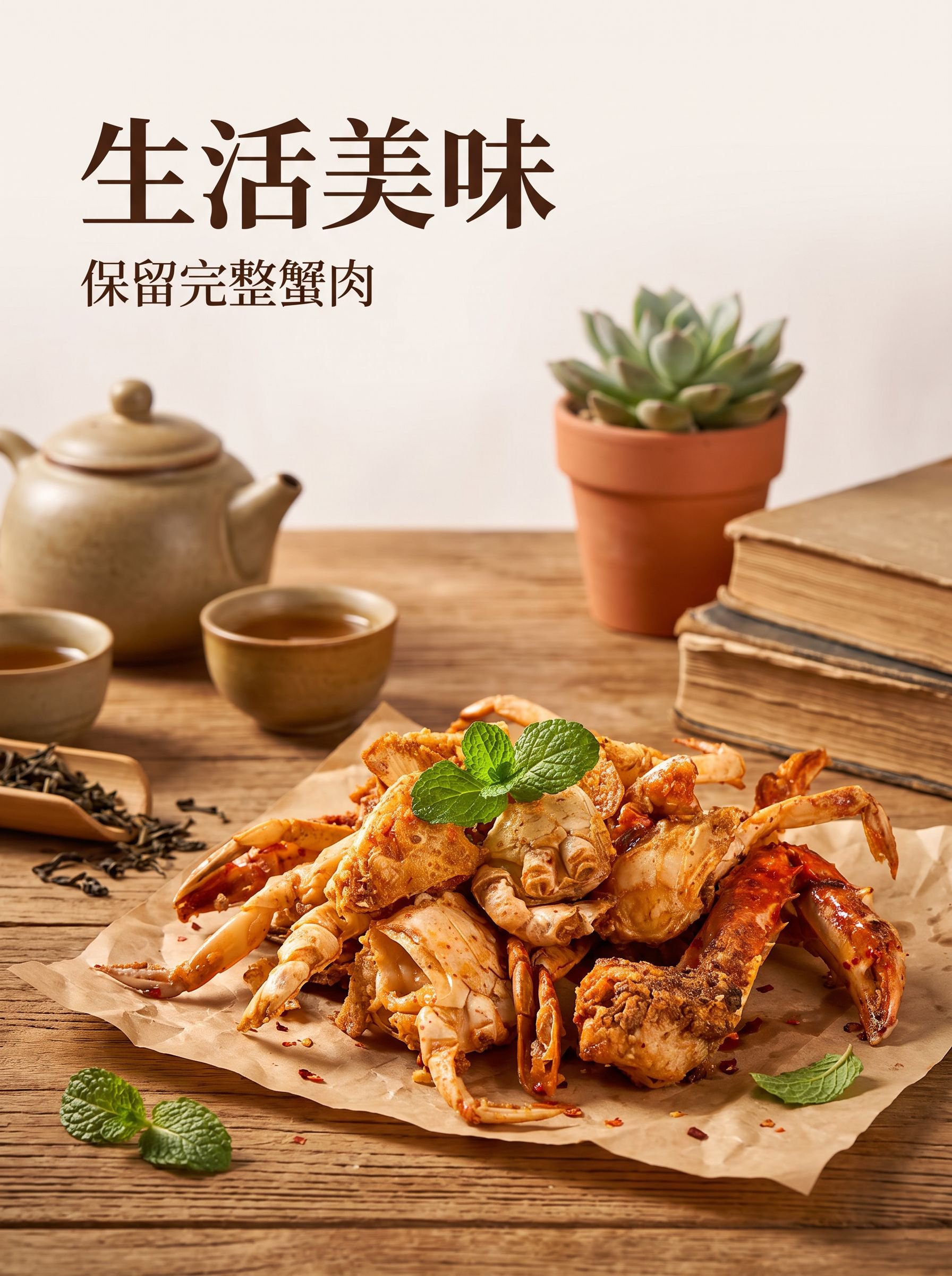 香辣小海蟹即食零食美味展示