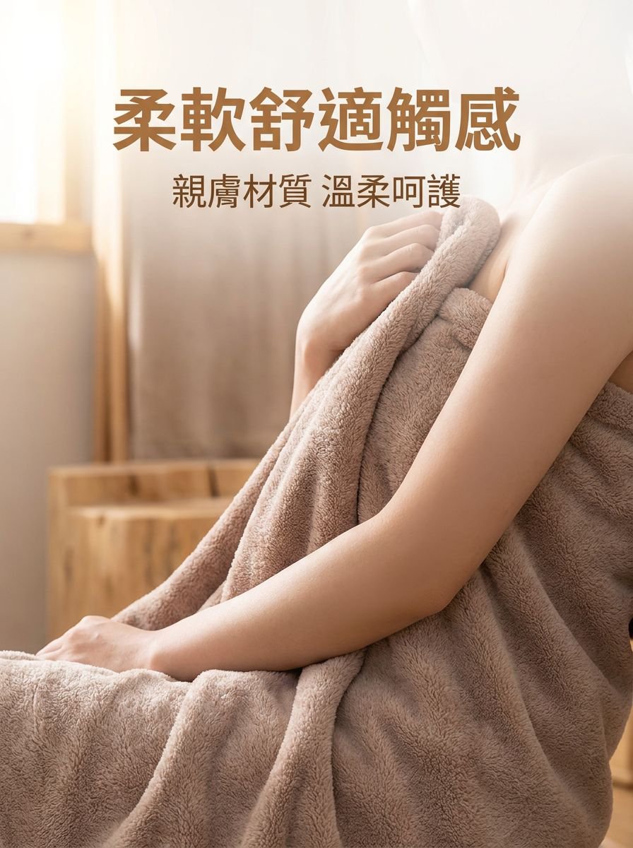 素色珊瑚絨浴巾柔軟吸水質感展示