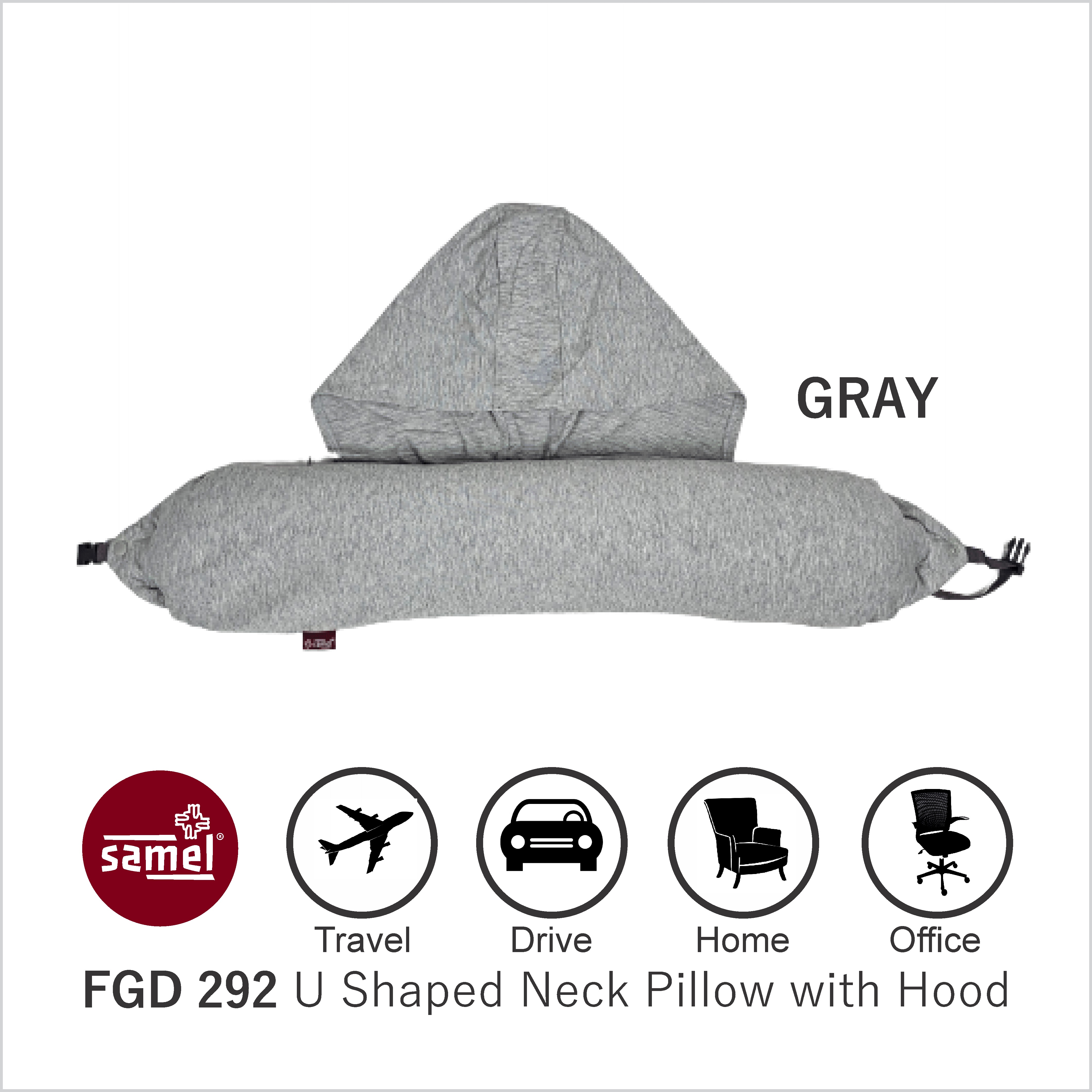 Samel FGD 292 U Shaped Neck Pillow with Hood