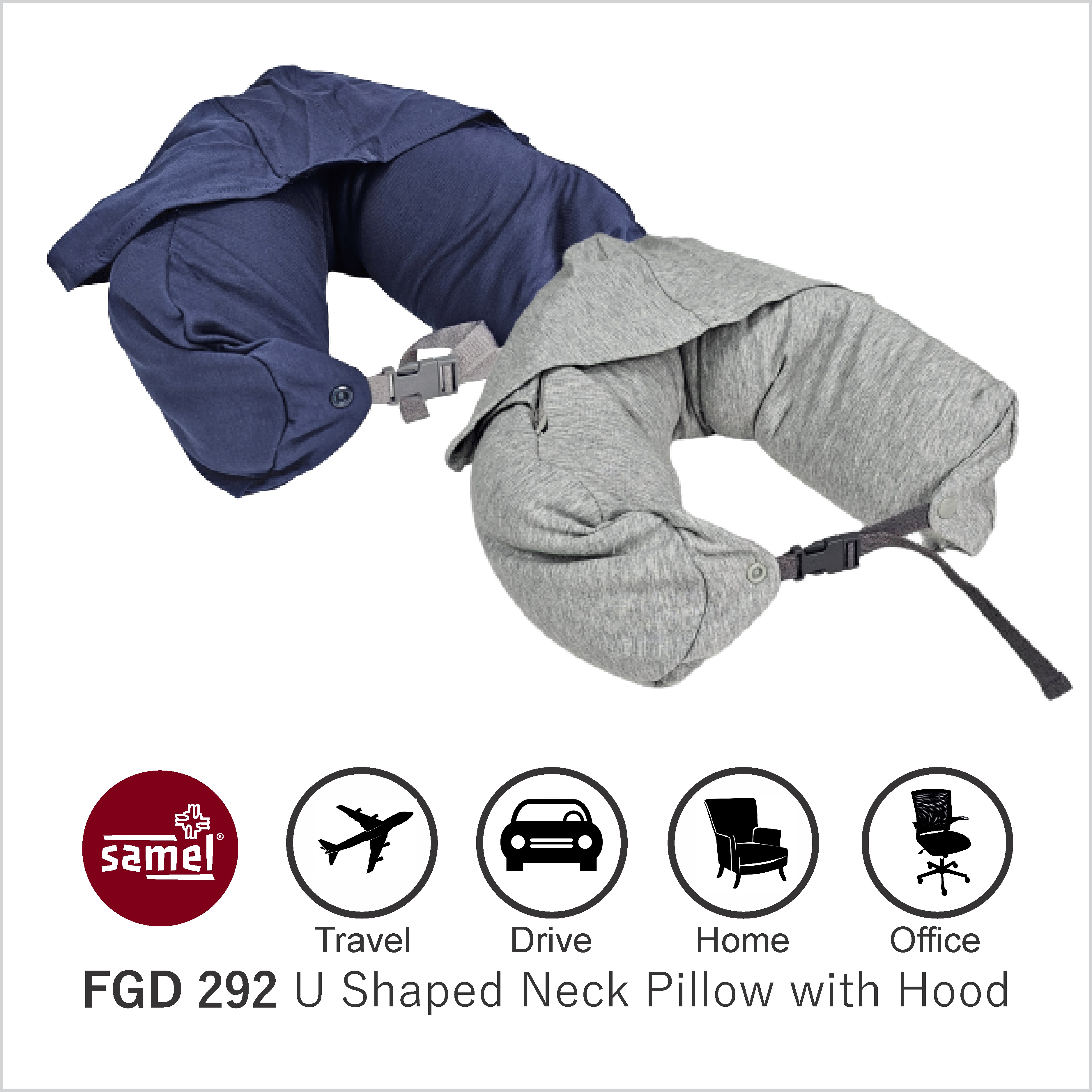 Samel FGD 292 U Shaped Neck Pillow with Hood
