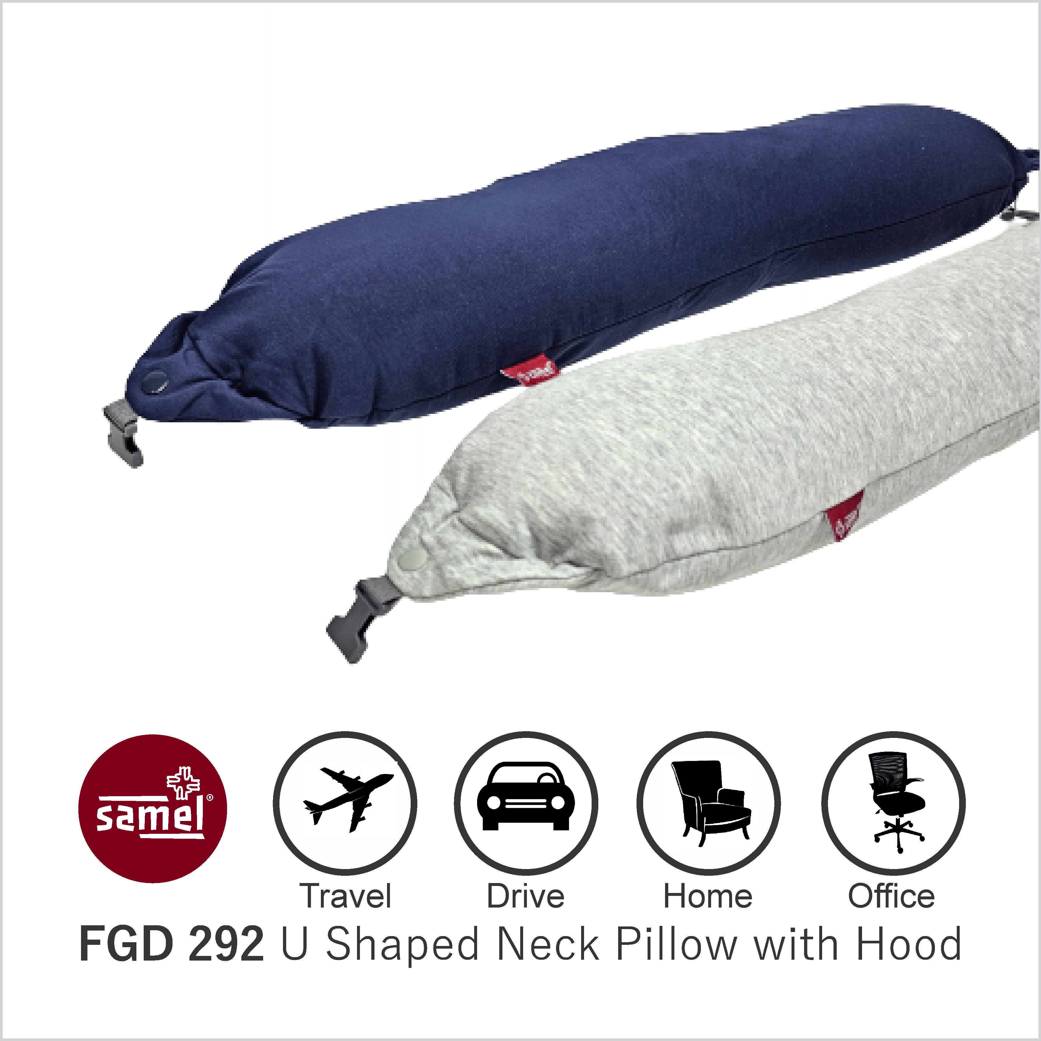 Samel FGD 292 U Shaped Neck Pillow with Hood