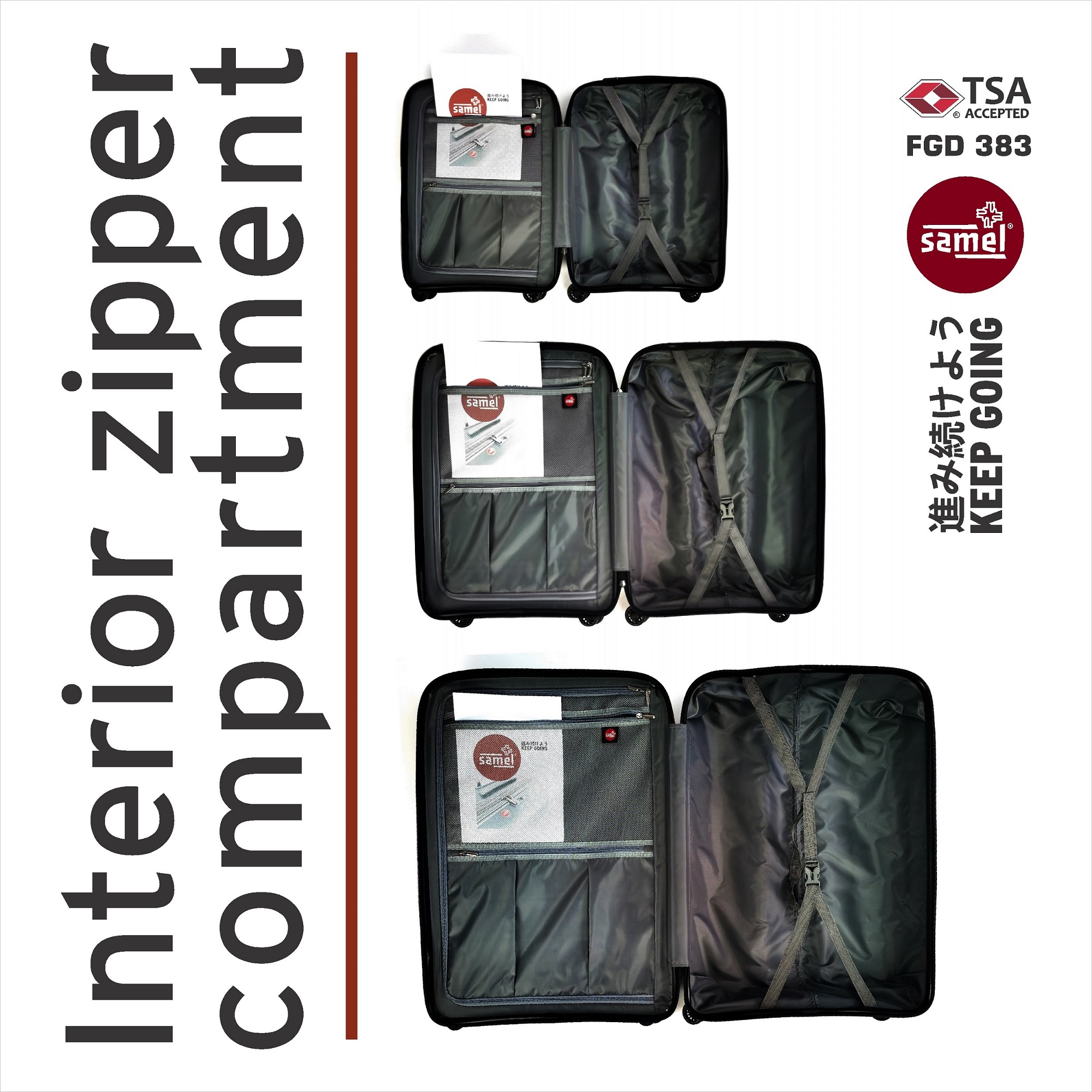 SAMEL 28" FGD 383 JAPANESES CONCEPT EXPANDABLE ANTI THEFT ZIPPER PP LUGGAGE