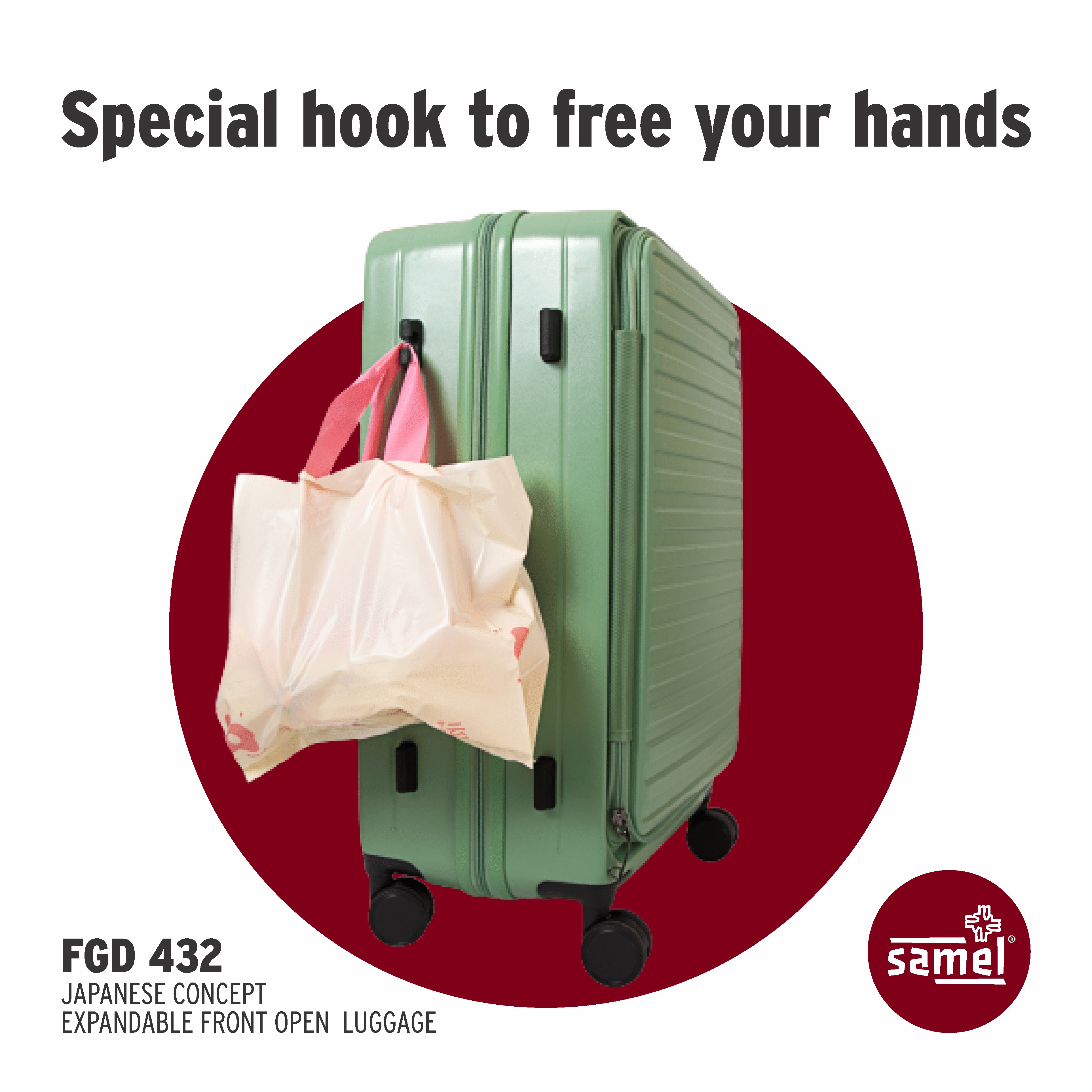 Samel 20" FGD 432 Japanese Concept Expandable Anti-Theft Zipper Front Open Luggage