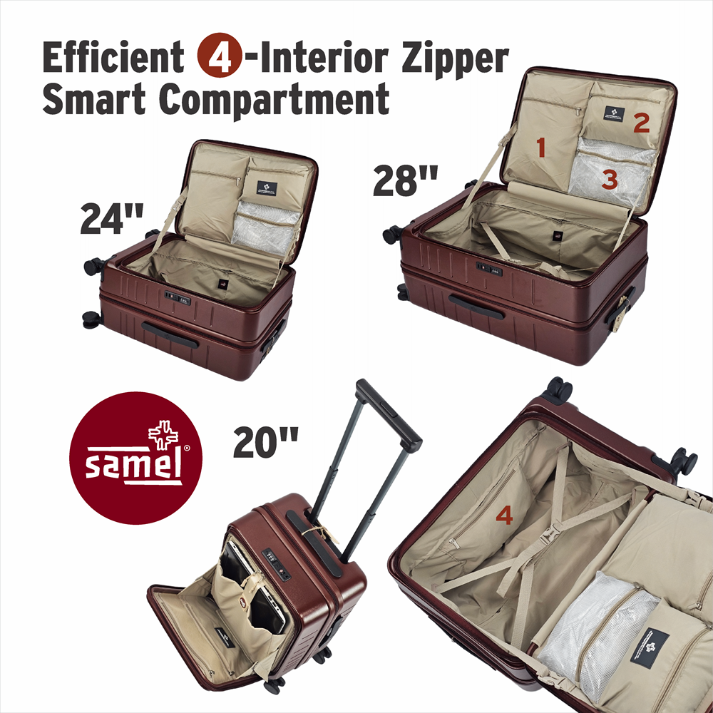 SAMEL 24" FGD 533 JAPANESES CONCEPT SHINPURUSA PREMIUM EXPANDABLE FRONT OPEN 100% PC LUGGAGE