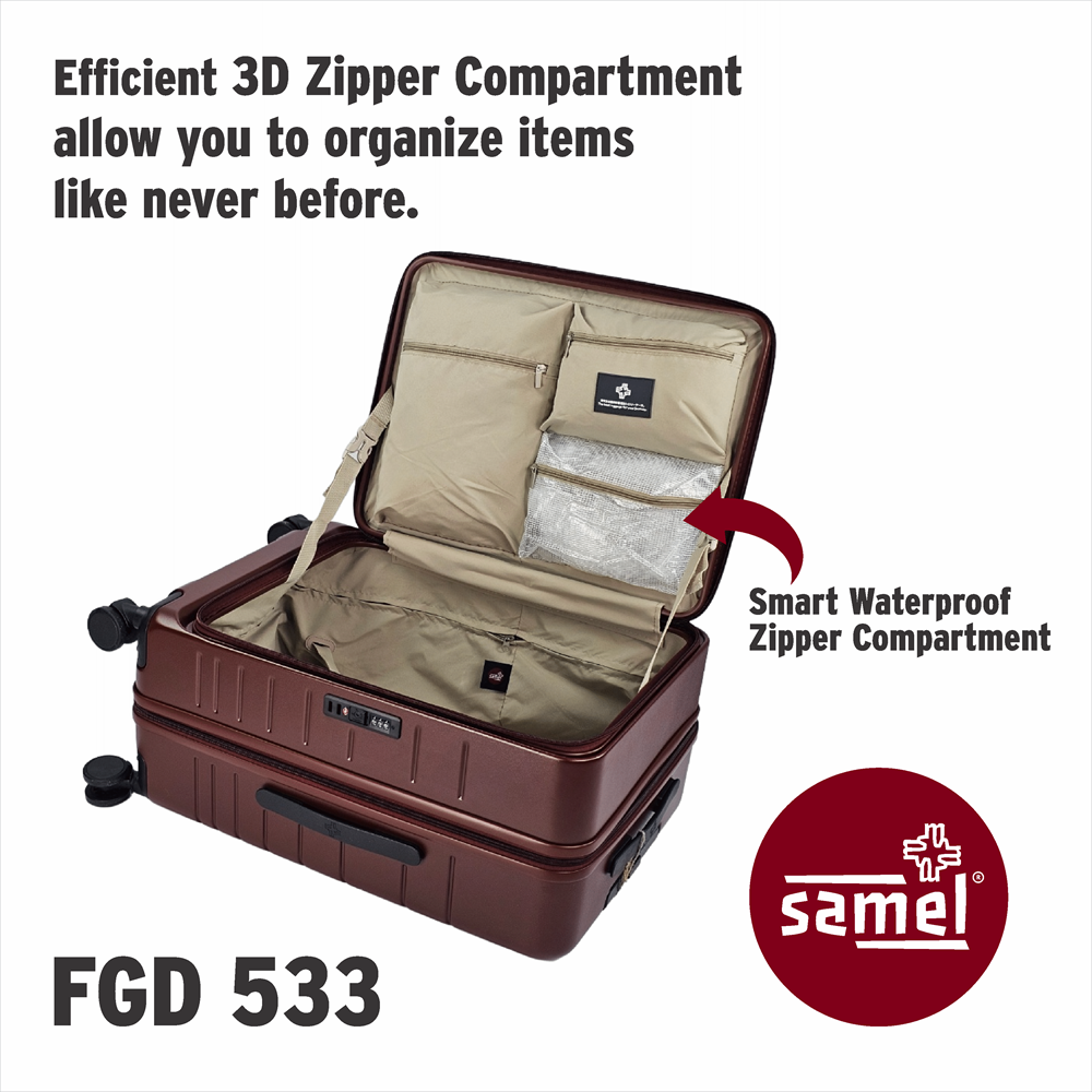 SAMEL 24" FGD 533 JAPANESES CONCEPT SHINPURUSA PREMIUM EXPANDABLE FRONT OPEN 100% PC LUGGAGE