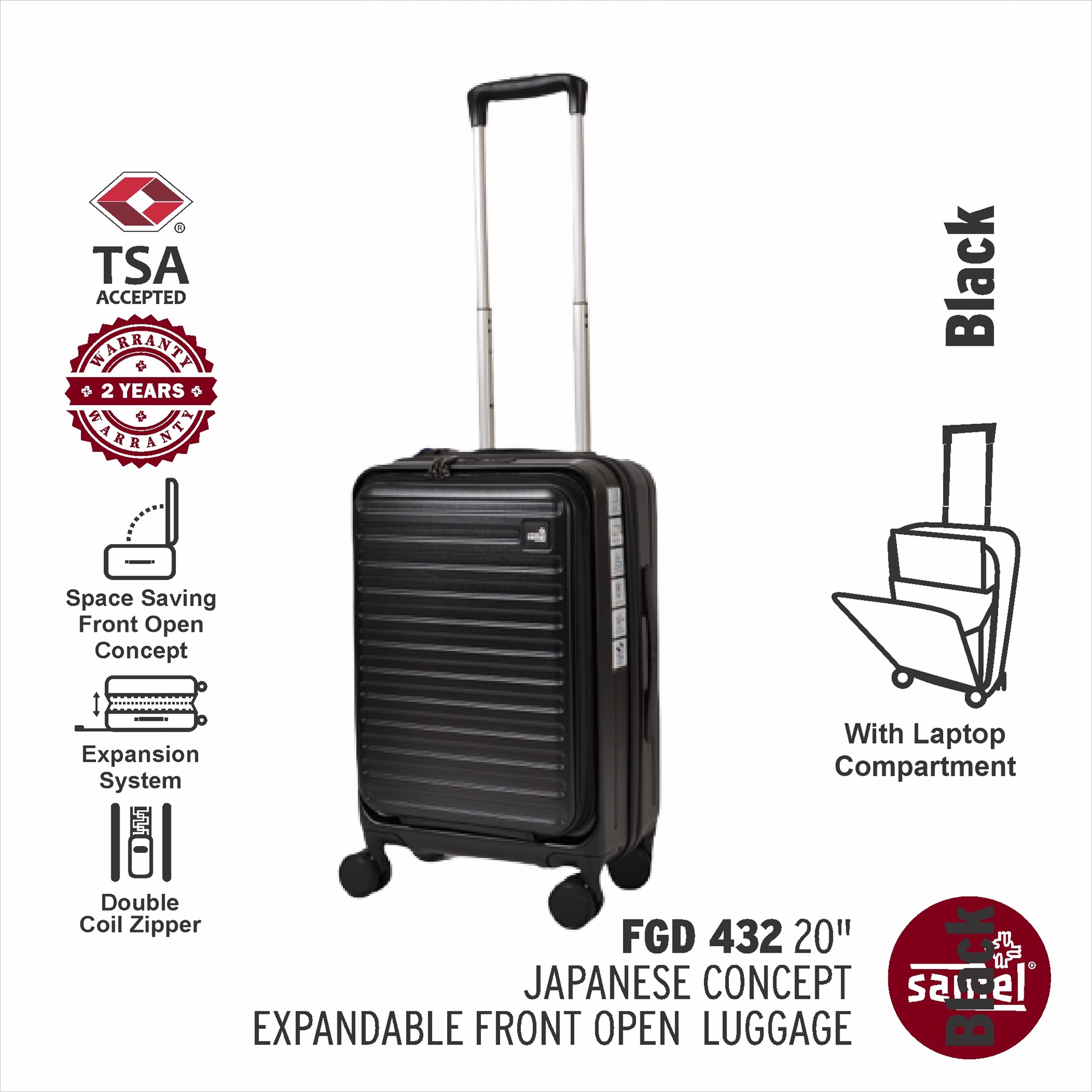Samel 20" FGD 432 Japanese Concept Expandable Anti-Theft Zipper Front Open Luggage