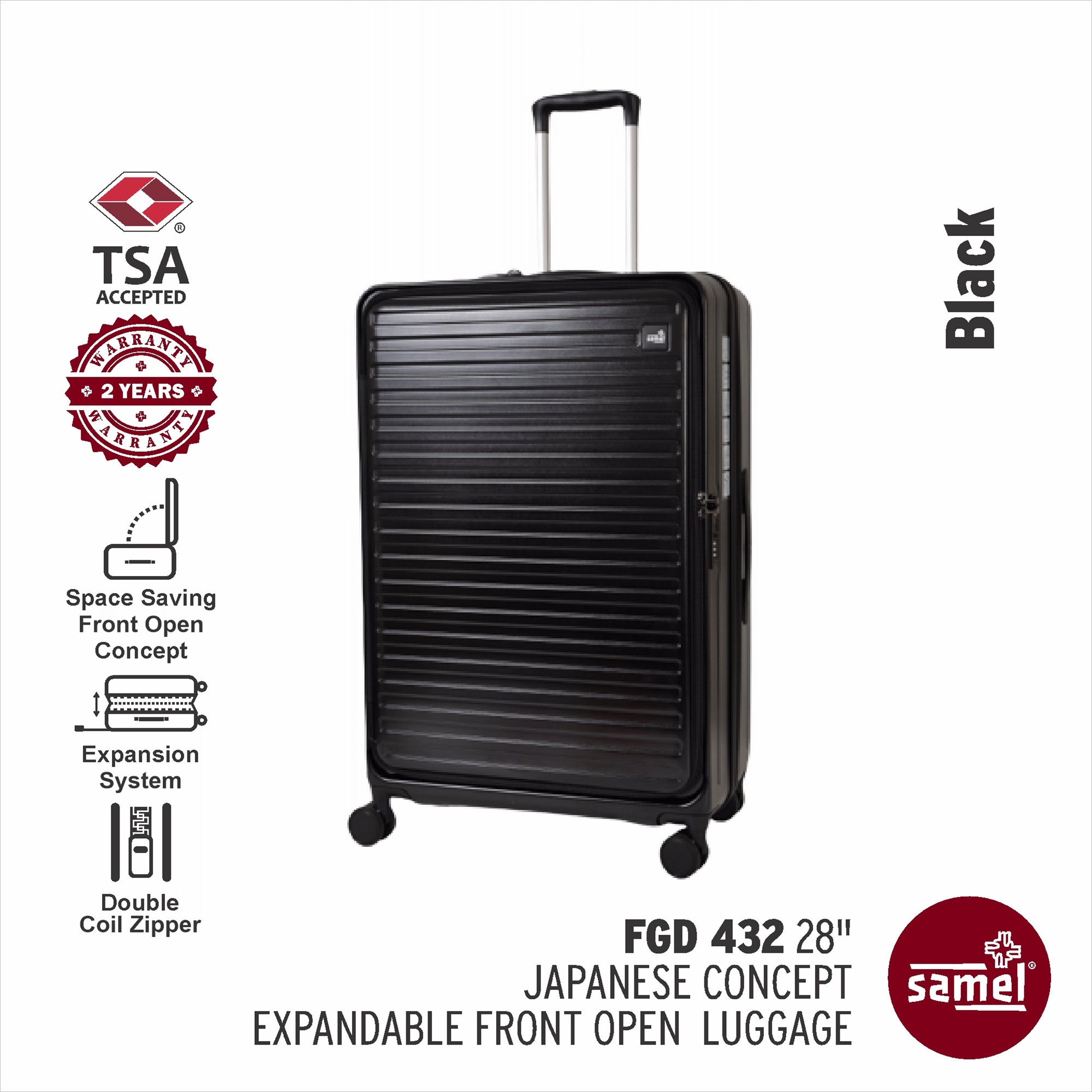 SAMEL 28" FGD 432 Japanese Concept Expandable Anti-Theft Zipper Front Open Luggage