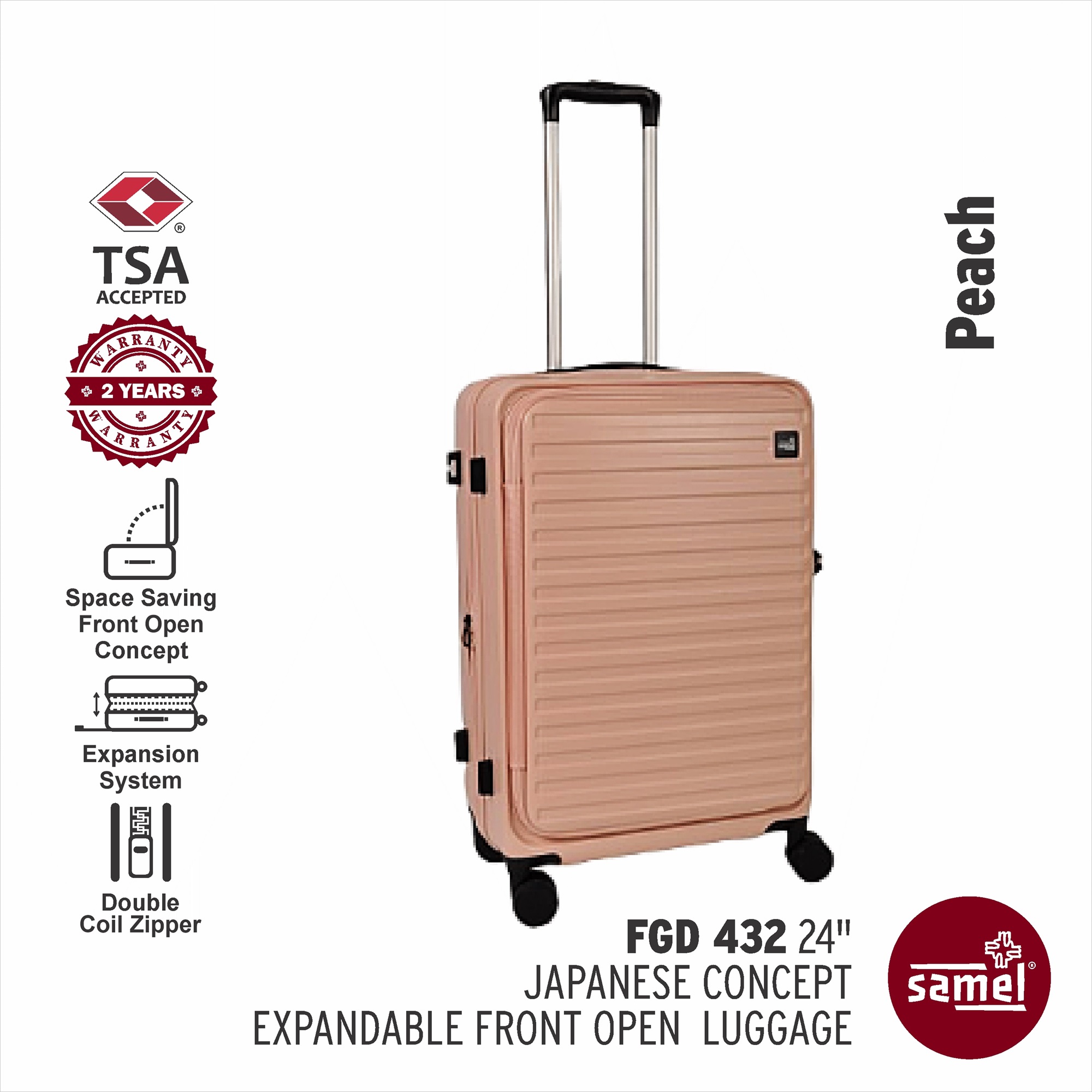 SAMEL 24" FGD 432 Japanese Concept Expandable Anti-Theft Zipper Front Open Luggage