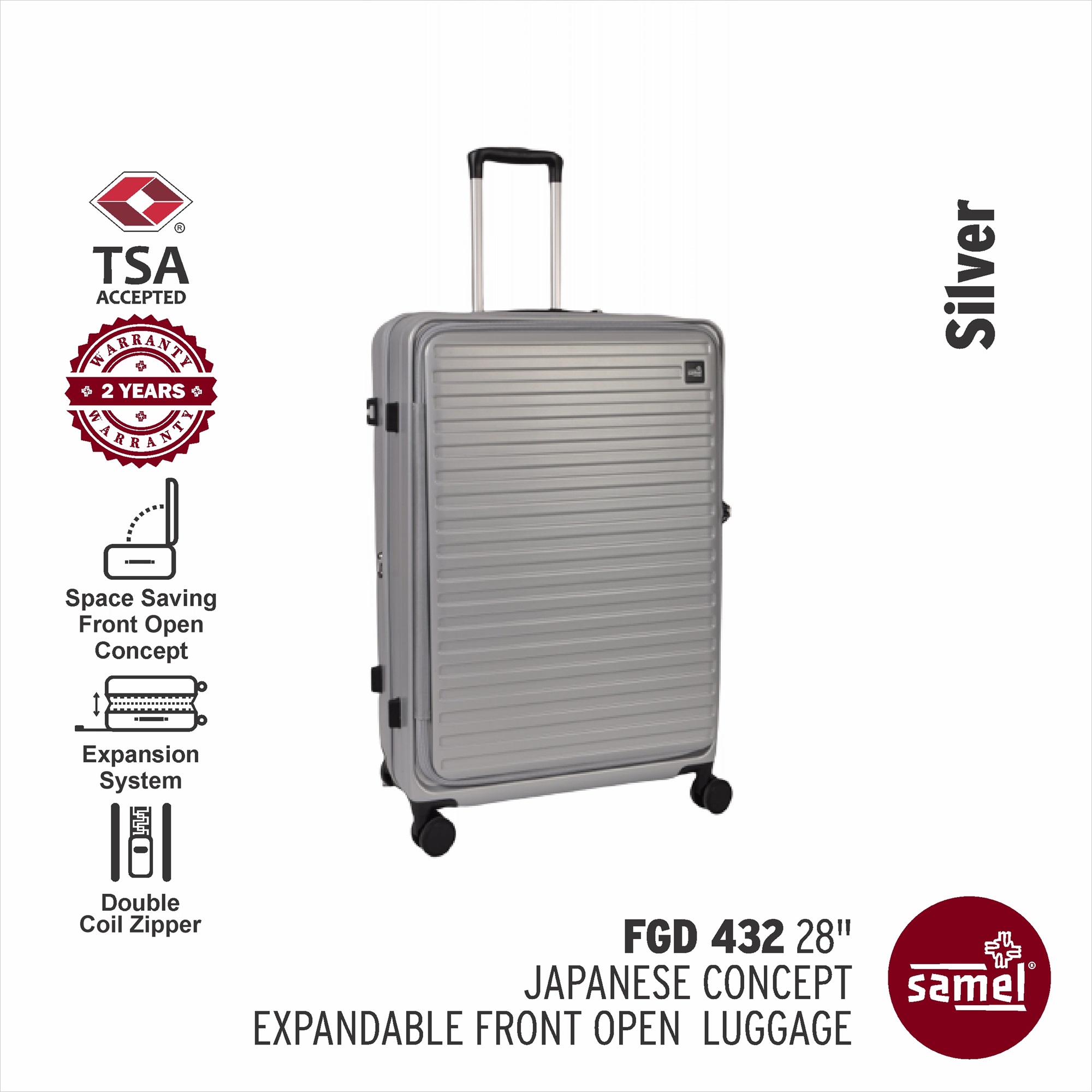 SAMEL 28" FGD 432 Japanese Concept Expandable Anti-Theft Zipper Front Open Luggage