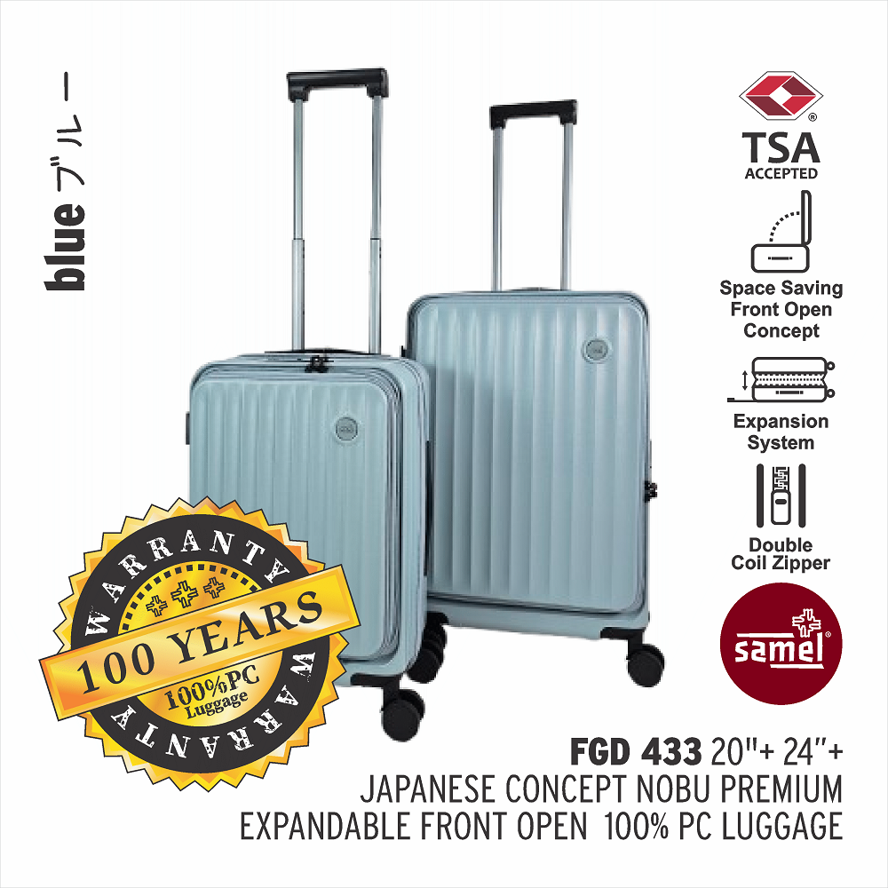 SAMEL  2-IN-1 SET FGD 433 JAPANESES CONCEPT NOBU PREMIUM EXPANDABLE FRONT OPEN 100% PC LUGGAGE (20+24)-samel