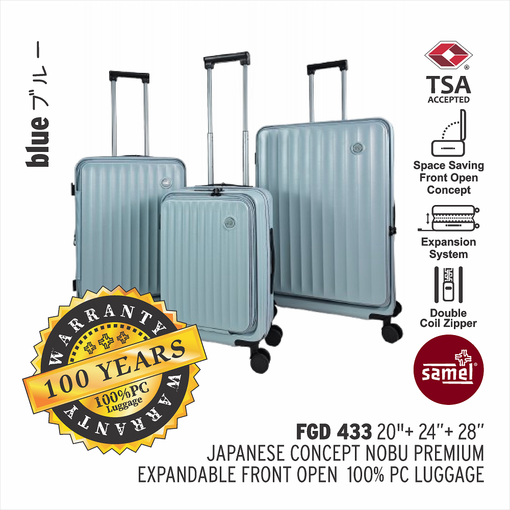 SAMEL  3-IN-1 SET FGD 433 JAPANESES CONCEPT NOBU PREMIUM EXPANDABLE FRONT OPEN 100% PC LUGGAGE  (20"+24"+28")