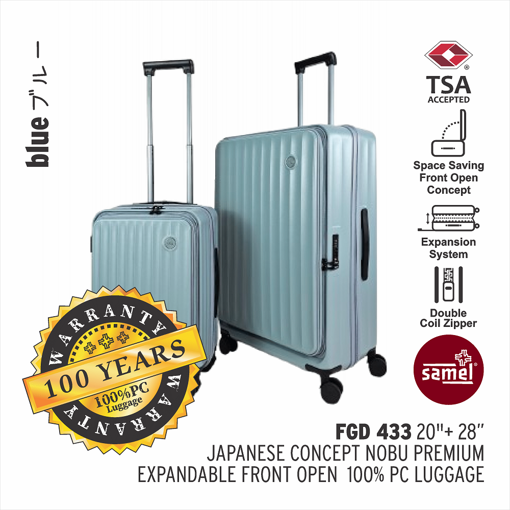 SAMEL  2-IN-1 SET FGD 433 JAPANESES CONCEPT NOBU PREMIUM EXPANDABLE FRONT OPEN 100% PC LUGGAGE (20+28)-samel
