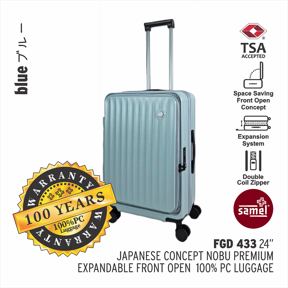SAMEL 24" FGD 433 JAPANESES CONCEPT NOBU PREMIUM EXPANDABLE FRONT OPEN 100% PC LUGGAGE