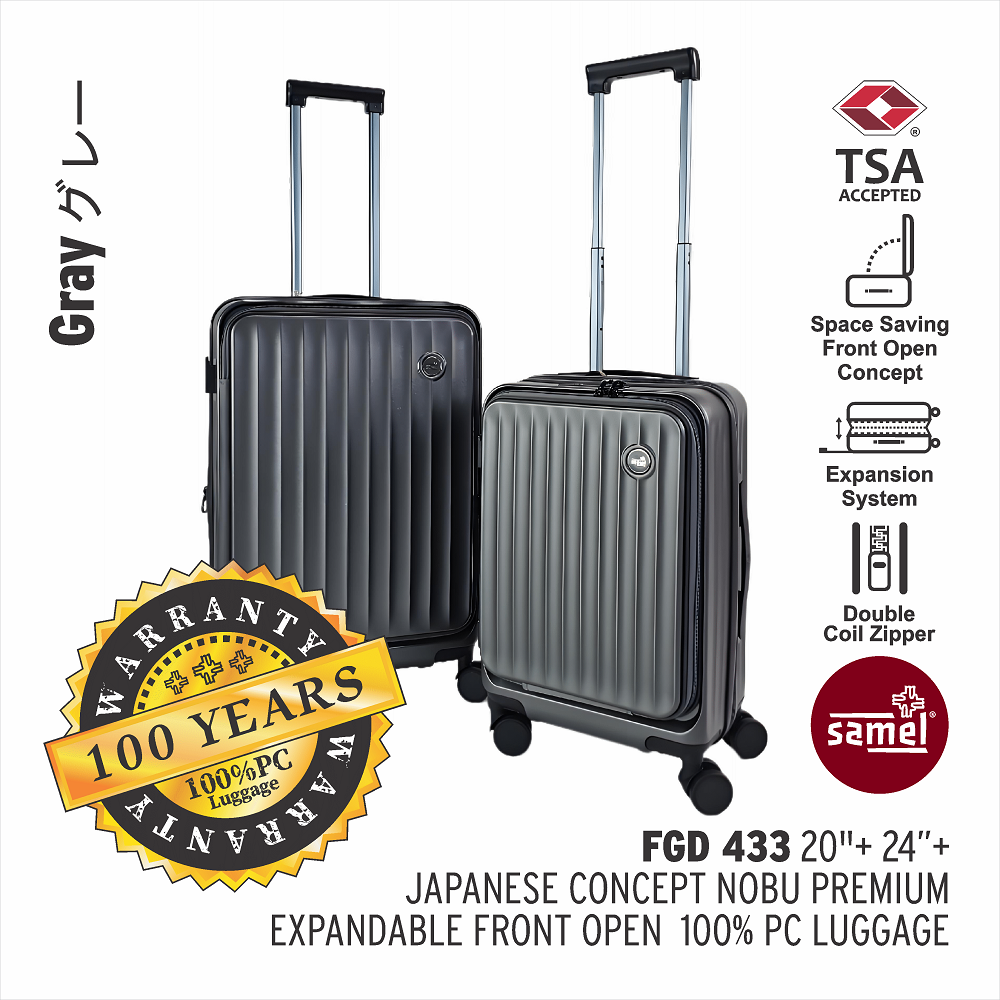 SAMEL  2-IN-1 SET FGD 433 JAPANESES CONCEPT NOBU PREMIUM EXPANDABLE FRONT OPEN 100% PC LUGGAGE (20+24)