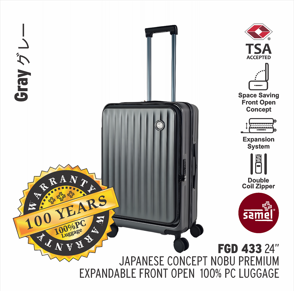 SAMEL 24" FGD 433 JAPANESES CONCEPT NOBU PREMIUM EXPANDABLE FRONT OPEN 100% PC LUGGAGE