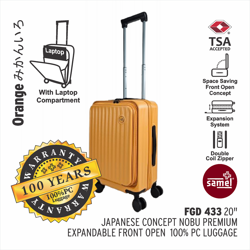 SAMEL 20" FGD 433 JAPANESES CONCEPT NOBU PREMIUM EXPANDABLE FRONT OPEN 100% PC LUGGAGE