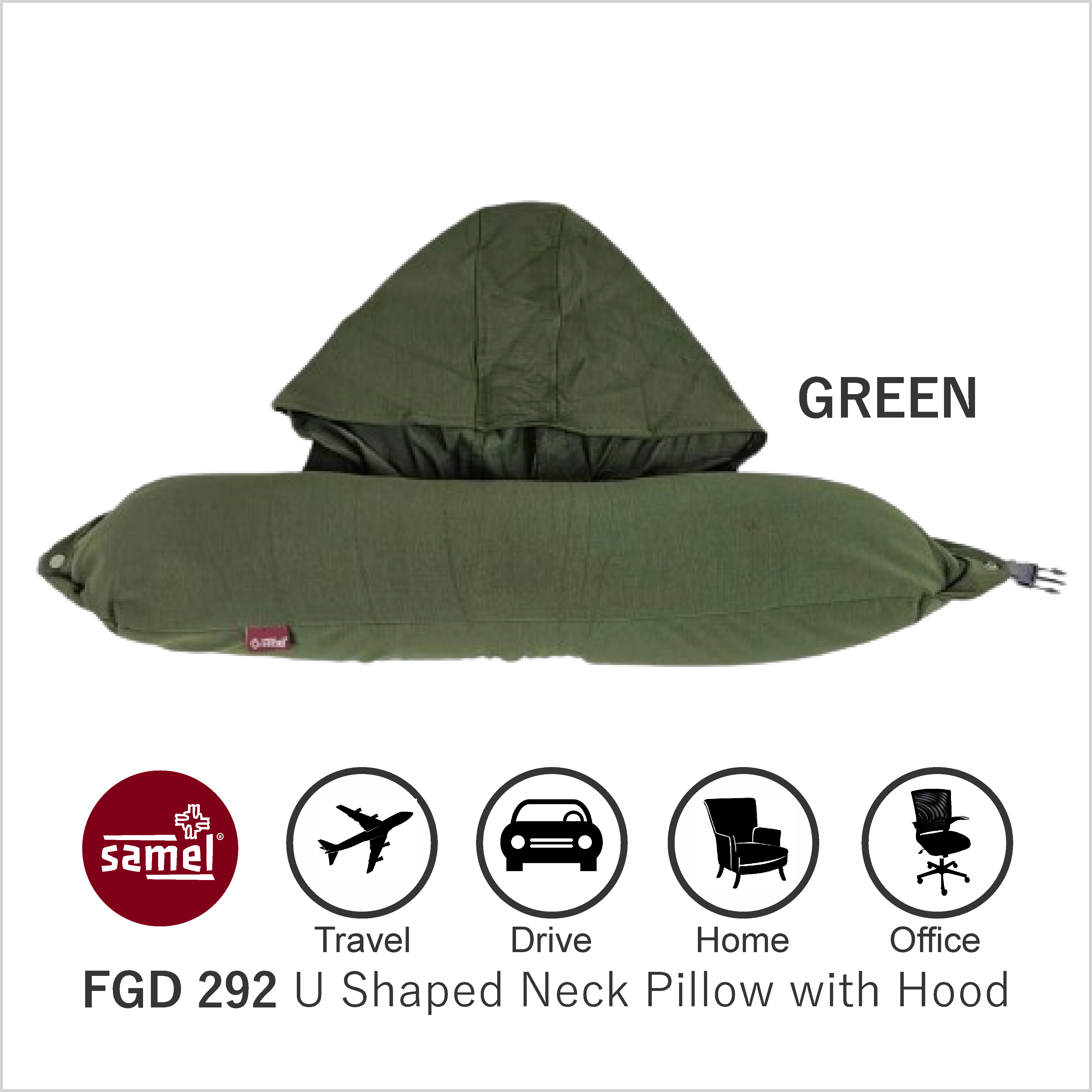 Samel FGD 292 U Shaped Neck Pillow with Hood