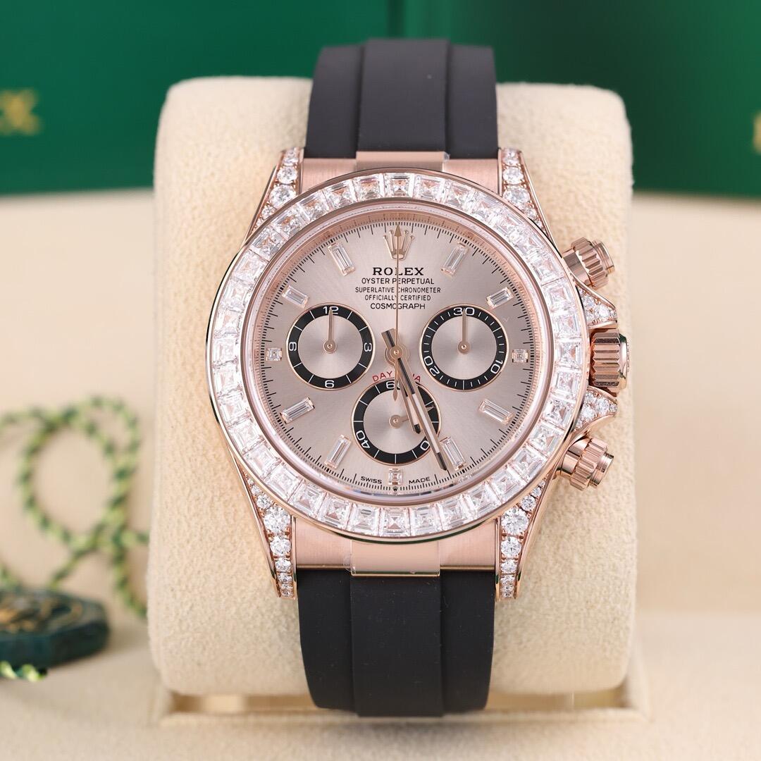 コスモグラフ デイトナ | オイスター、40 mm、エバーローズゴールド、ダイヤモンド  リファレンス 126535TBR