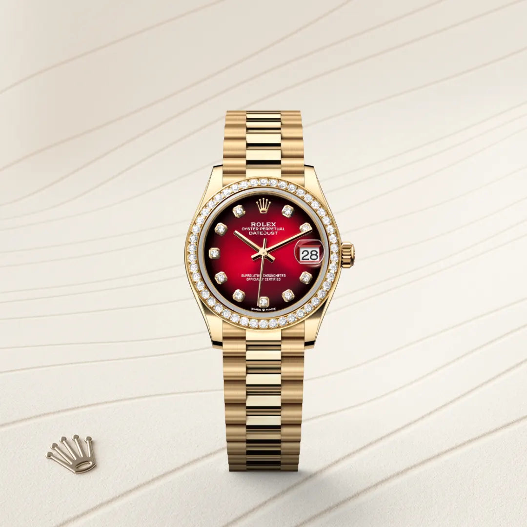 Rolex デイトジャスト 31  オイスター、31 mm、イエローゴールド、ダイヤモンド
