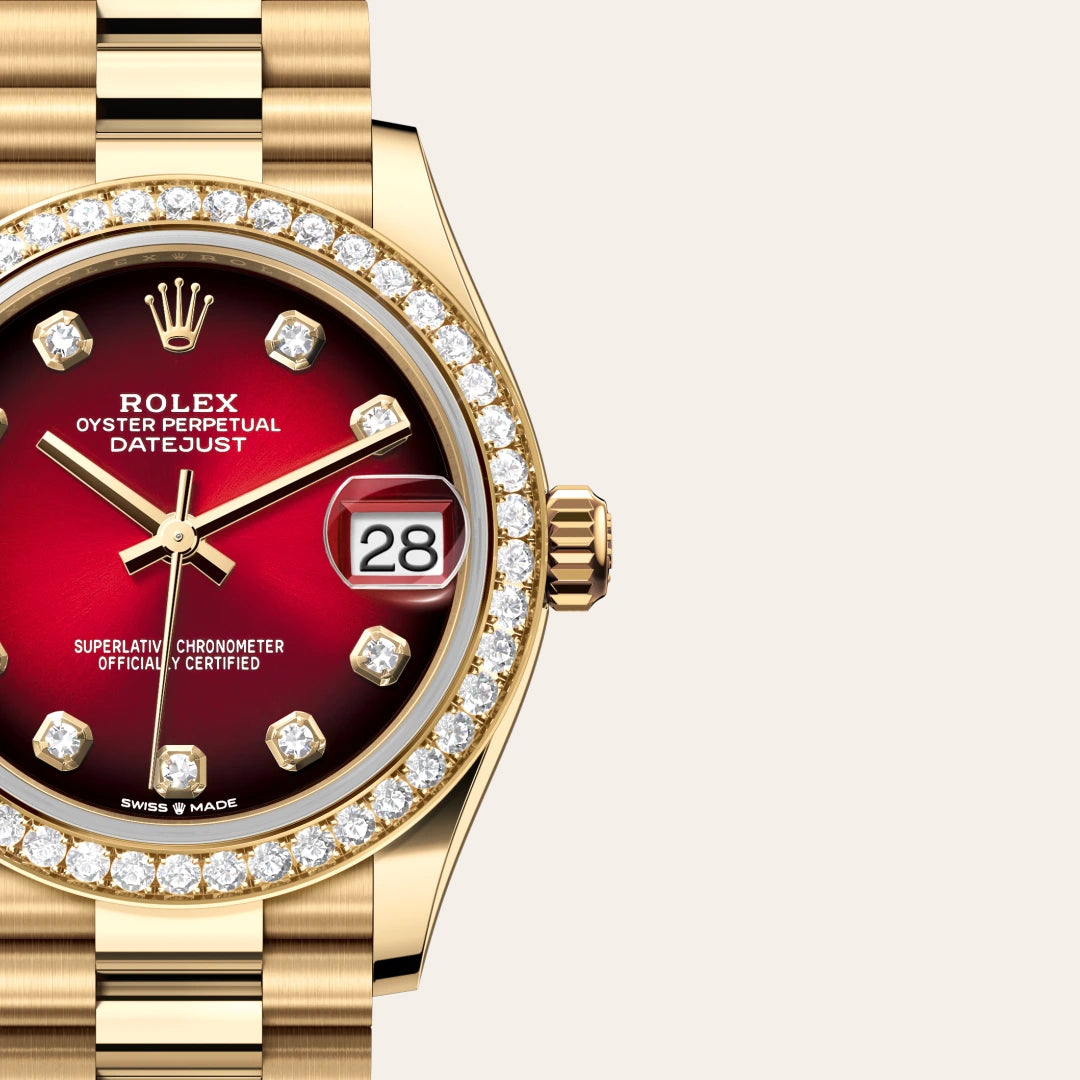 Rolex デイトジャスト 31  オイスター、31 mm、イエローゴールド、ダイヤモンド