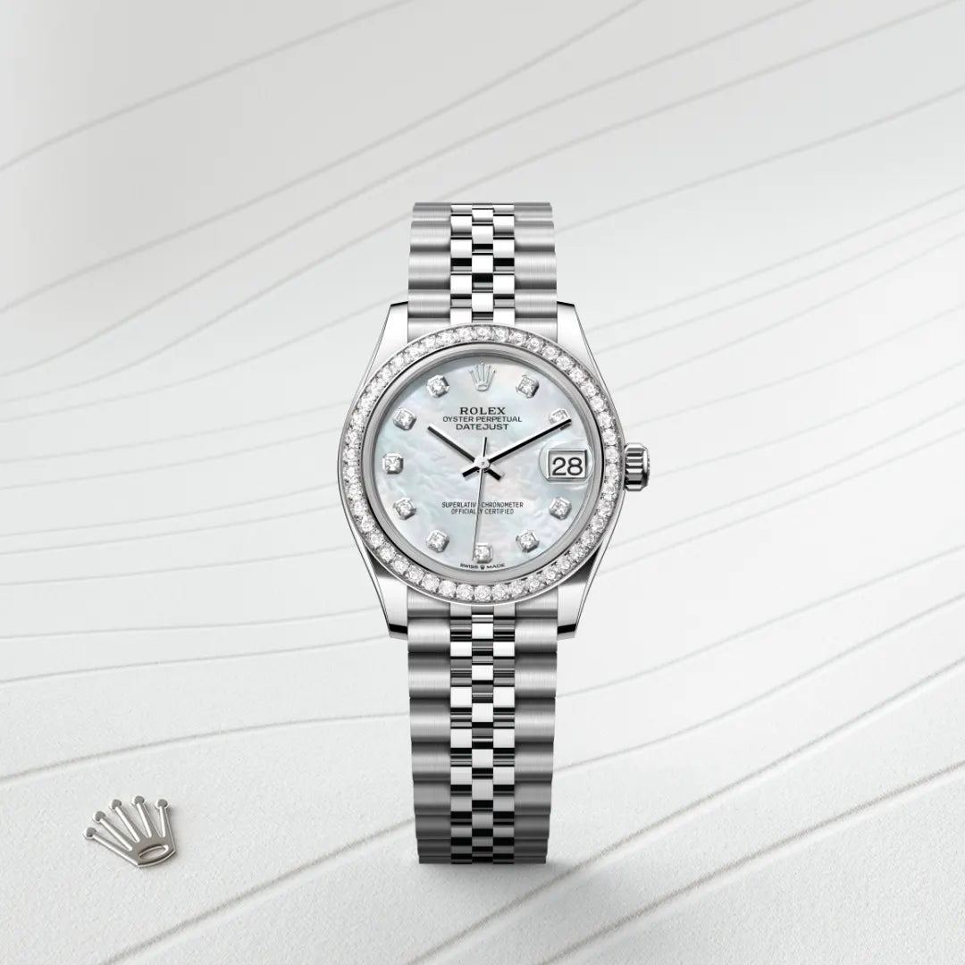 Rolex デイトジャスト 31  オイスター、31 mm、オイスタースチール＆ホワイトゴールド、ダイヤモンド