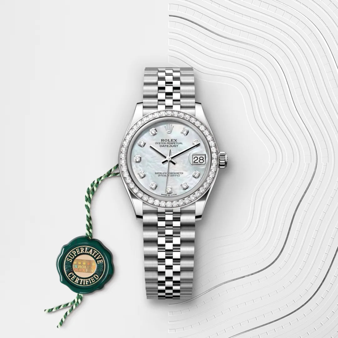 Rolex デイトジャスト 31  オイスター、31 mm、オイスタースチール＆ホワイトゴールド、ダイヤモンド