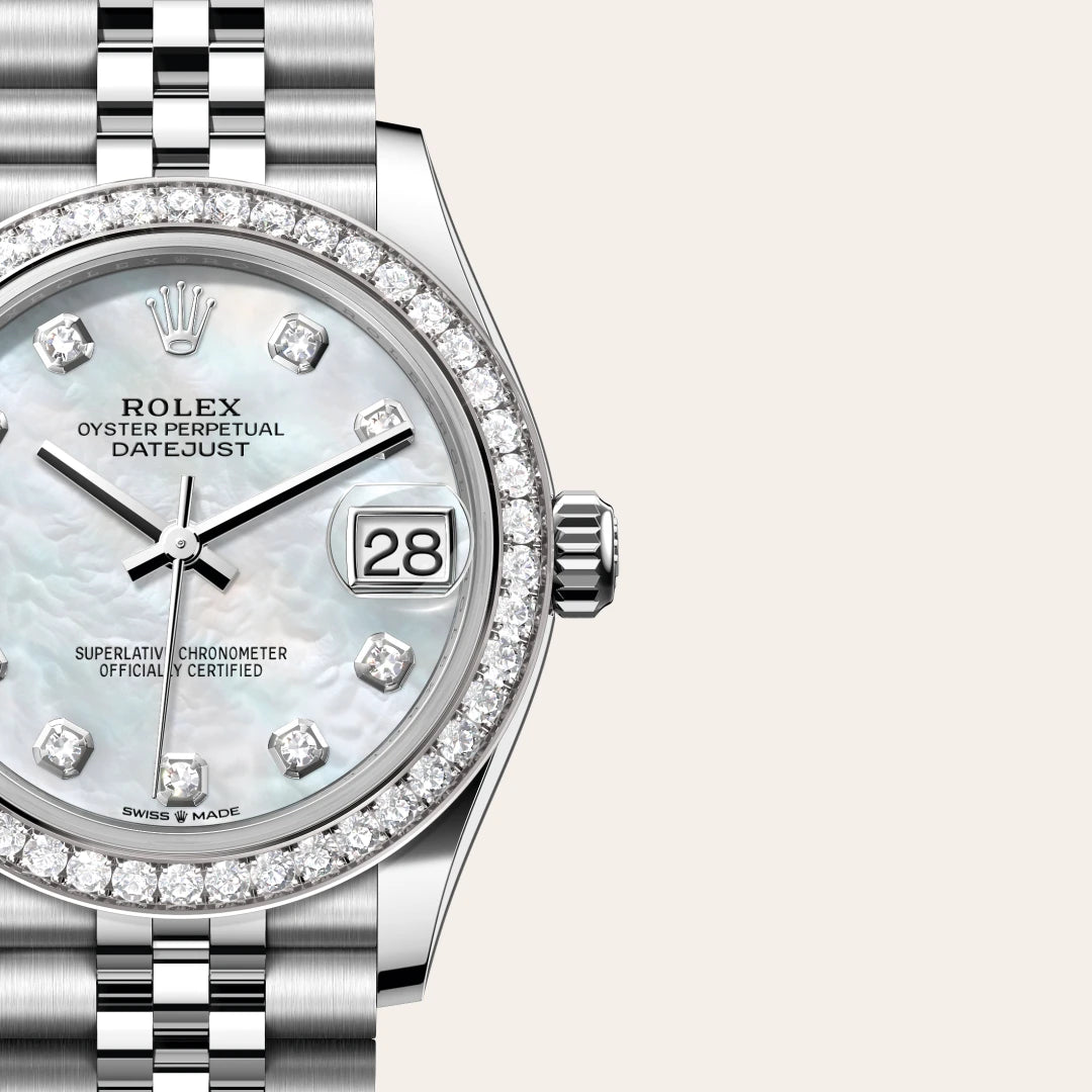 Rolex デイトジャスト 31  オイスター、31 mm、オイスタースチール＆ホワイトゴールド、ダイヤモンド