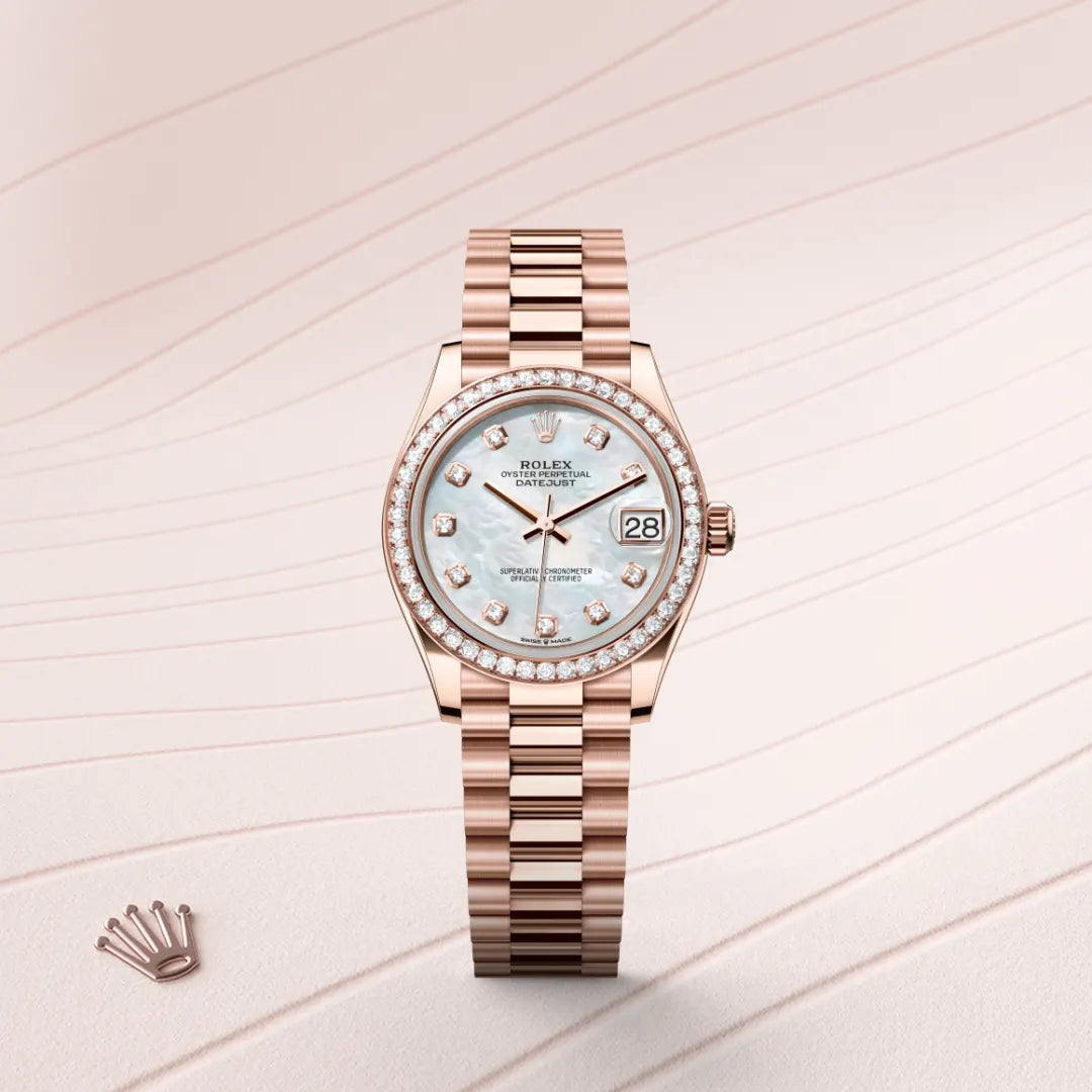 Rolex デイトジャスト 31  オイスター、31 mm、エバーローズゴールド、ダイヤモンド