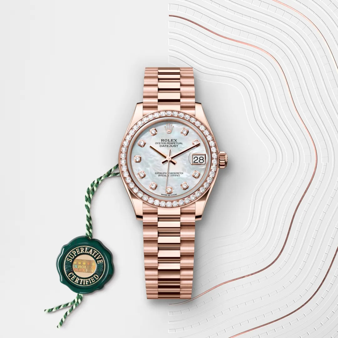 Rolex デイトジャスト 31  オイスター、31 mm、エバーローズゴールド、ダイヤモンド