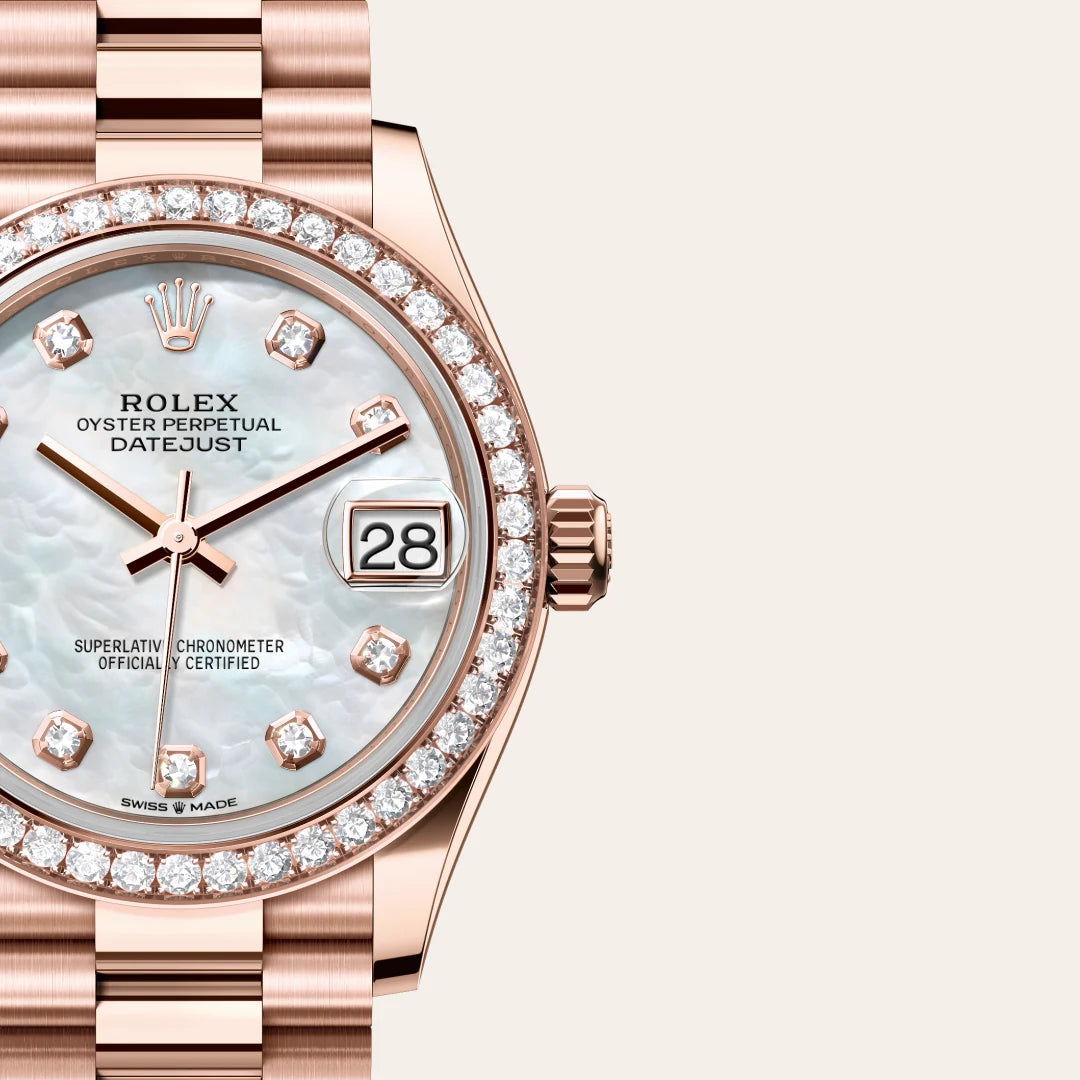 Rolex デイトジャスト 31  オイスター、31 mm、エバーローズゴールド、ダイヤモンド