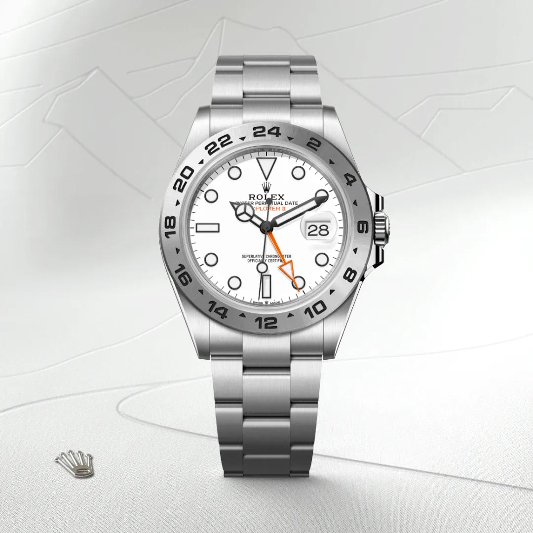 Rolex エクスプローラー Ⅱ  オイスター、42 mm、オイスタースチール